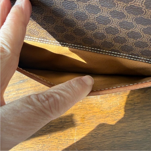 Celine Brown Patterned Crossbody Bag with Leather Trim - Picture 5 of 8